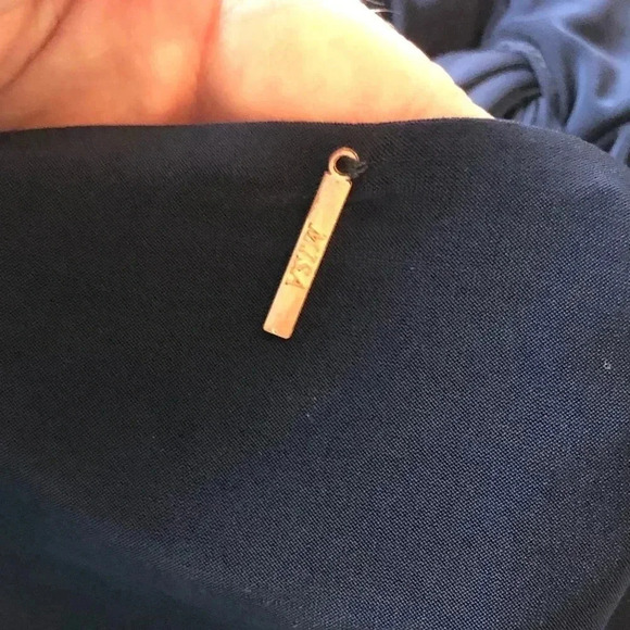 Misa Los Angeles Teget High Low Knotted Navy Blue Maxi Dress Womens Size XS NWT - Picture 11 of 11